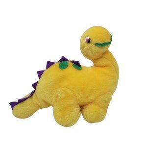 Vintage Neon Yellow Dinosaur 11” Plush Stuffed Animal Superior Toy and Novelty